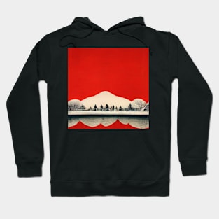 Red sky and Snow Japanese Chiyogami Pattern Hoodie